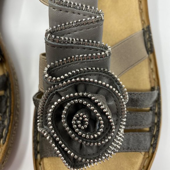 Rieker Gray Zipper Sandals Size 38 - Picture 6 of 11